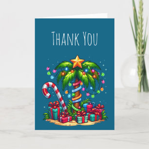 Tropical Christmas Palm Tree Letterpress Thank You Card
