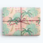 Tropical Christmas Palm Tree Merry XMas Wrapping Paper<br><div class="desc">Tropical Christmas gift wrap with decorated palm trees and "Merry XMas" lettering. The gold glitter used in this print is simulated,  not real glitter. Original artwork by Marketa Stengl.</div>