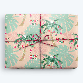 Tropical Christmas Palm Tree Merry XMas Wrapping Paper