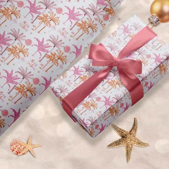 Tropical Christmas Palm Tree Pattern Wrapping Paper (Creator Uploaded)