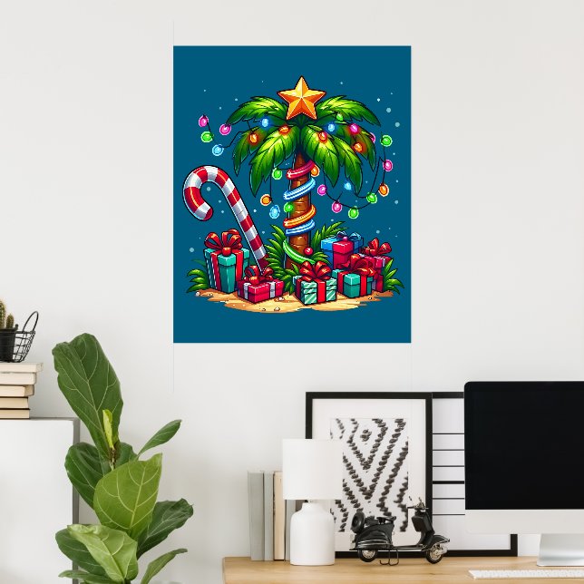 Tropical Christmas Palm Tree Poster (Home Office)