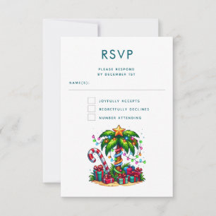 Tropical Christmas Palm Tree RSVP Card