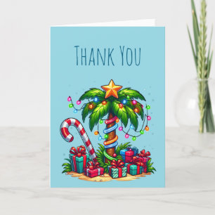 Tropical Christmas Palm Tree Thank You Card