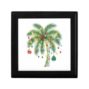Tropical Christmas Palm Tree with Lights and Ornam Gift Box