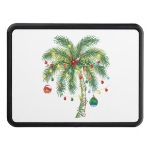Tropical Christmas Palm Tree with Lights and Ornam Hitch Cover