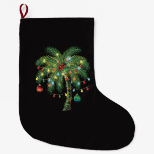 Tropical Christmas Palm Tree with Lights and Ornam Large Christmas Stocking