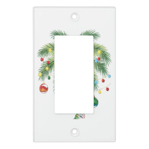 Tropical Christmas Palm Tree with Lights and Ornam Light Switch Cover