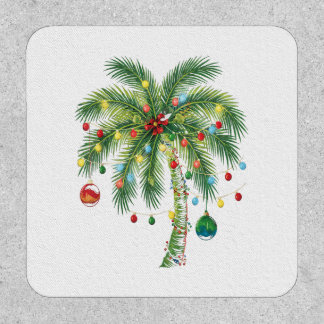 Tropical Christmas Palm Tree with Lights and Ornam Patch