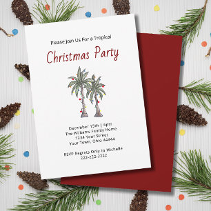 Tropical Christmas Palm Trees Beach Holiday Party Invitation
