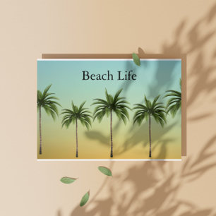 Tropical Christmas Palm Trees Beach Life Sunset  Holiday Card