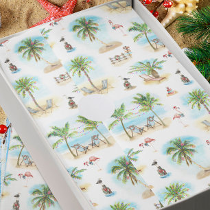 Tropical Christmas Palm Trees Beach Tissue Paper