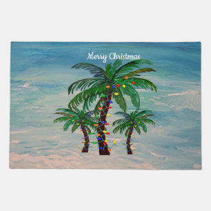 Tropical Christmas palm trees clearwater beach rug