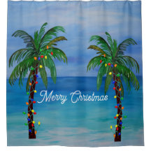 Tropical Christmas palm trees Holiday bathroom