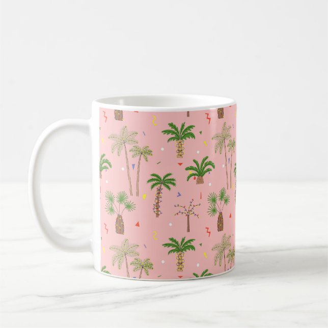 Tropical Christmas Palm Trees Pattern Coffee Mug (Left)