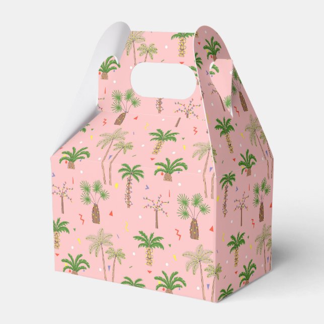 Tropical Christmas Palm Trees Pattern Favor Boxes (Front Side)