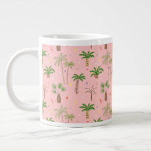 Tropical Christmas Palm Trees Pattern Giant Coffee Mug