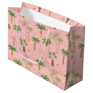 Tropical Christmas Palm Trees Pattern Large Gift Bag