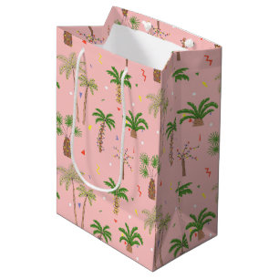 Tropical Christmas Palm Trees Pattern Medium Gift Bag