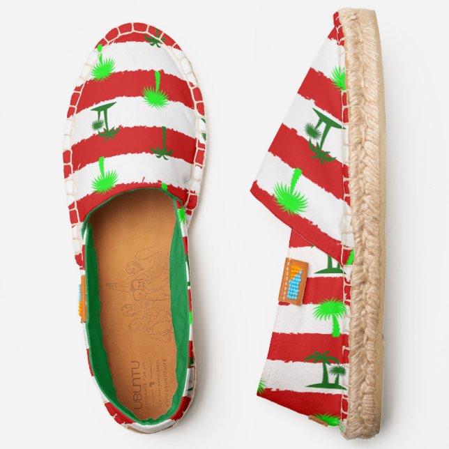 tropical christmas palm trees striped  espadrilles (Side)