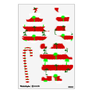tropical christmas palm trees striped wall decal