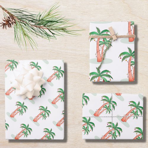 Tropical Christmas Palm Trees Wrapping Paper Sheets