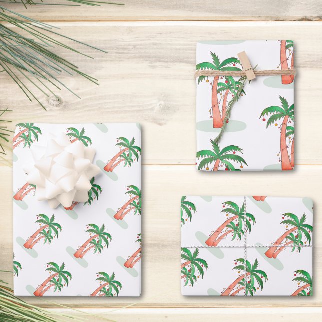 Tropical Christmas Palm Trees Wrapping Paper Sheets (Creator Uploaded)