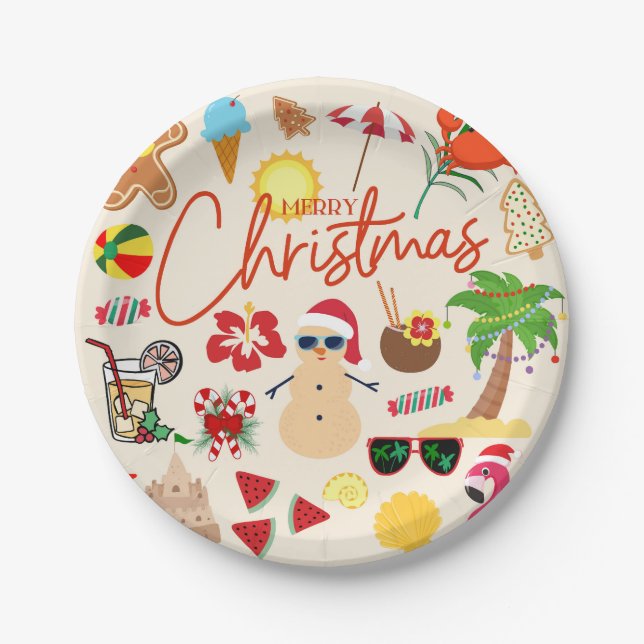 Tropical Christmas Paper Plates (Front)