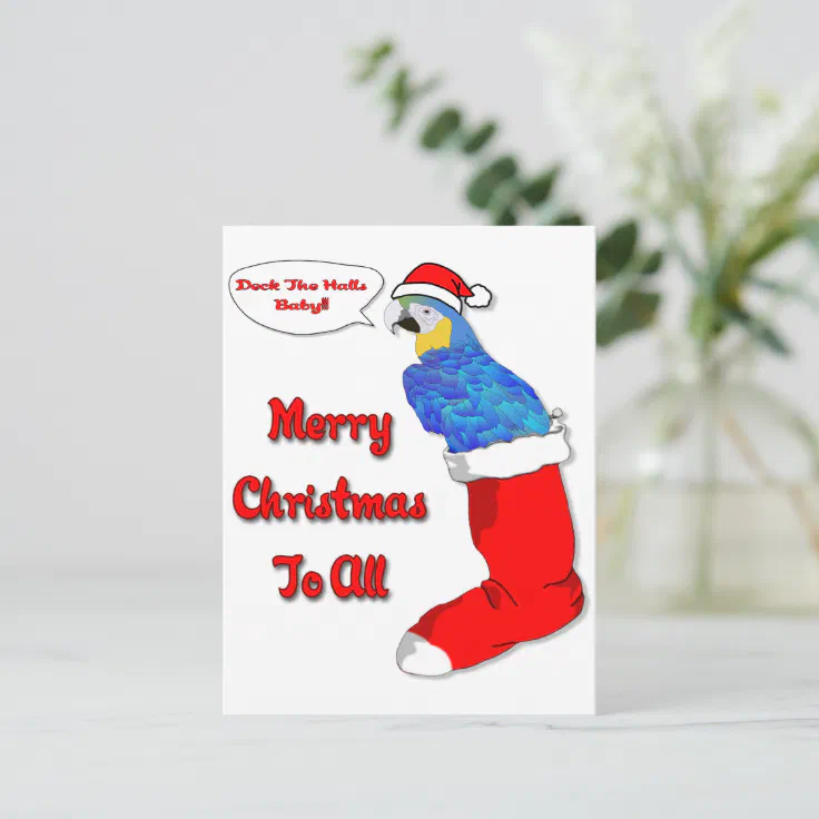 Tropical Christmas Parrot Holiday Postcard