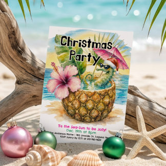 Tropical Christmas Party Jolly Seahorse Invitation