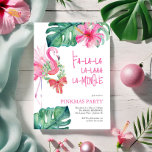 Tropical Christmas Party Watercolor Flamingo Holiday Card<br><div class="desc">Get ready to celebrate in style with these funny tropical Christmas invitations — the perfect choice for a Christmas in July party or a festive holiday gathering! This playful design features a watercolor pink flamingo, lush monstera leaves, and a cheerful palm tree backdrop, paired with the phrase “Fa-la-la-la-la-la-la-mingle” in fun...</div>