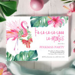 Tropical Christmas Party Watercolor Flamingo Invitation<br><div class="desc">These funny tropical Christmas invitations feature a watercolor pink flamingo with monstera palm leaves. The words Fa-la-la-la-la-la-la-mingle are set in fun hand lettered type. A cute choice for Florida beach pinkmas party. Unique watercolor art and design by Victoria Grigaliunas of Do Tell A Belle. To see more holiday party invitation...</div>
