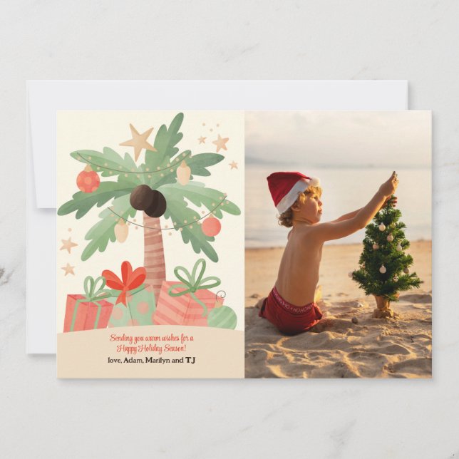 Tropical Christmas Photo Holiday Card (Front)