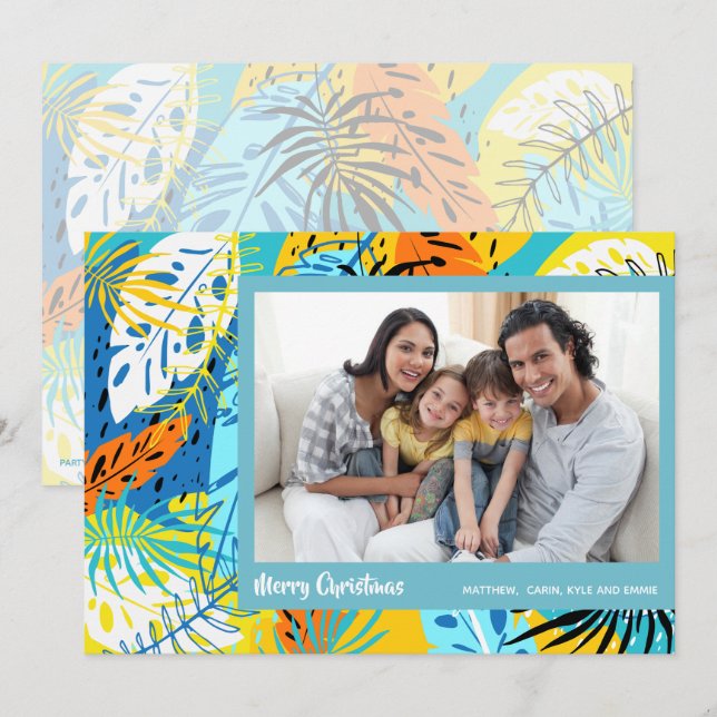 Tropical Christmas Photo Holiday Card (Front/Back)