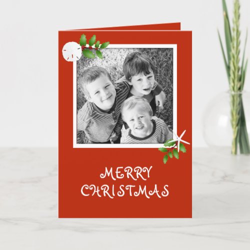 Tropical Christmas Photo Template Folded Cards