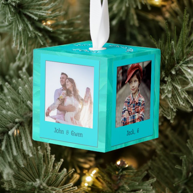Tropical Christmas Photos Cube Wood Ornament (Tree)