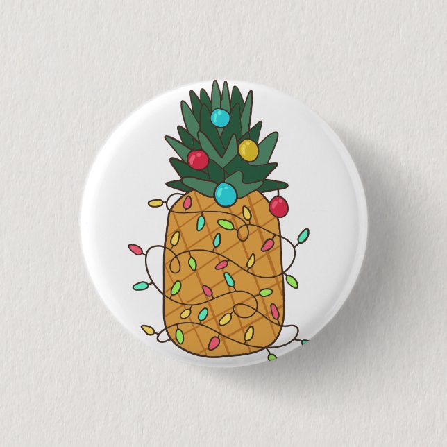 Tropical Christmas Pineapple Button (Front)