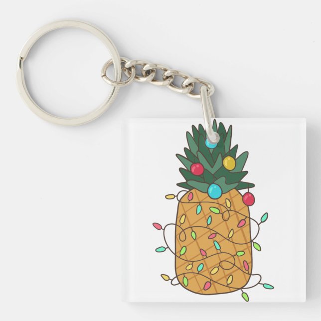Tropical Christmas Pineapple Keychain (Front)
