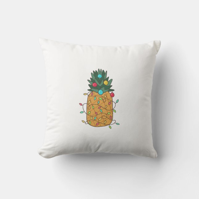 Tropical Christmas Pineapple Throw Pillow (Front)