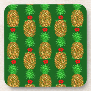 Tropical Christmas Pineapple Warm Xmas Holiday Gre Beverage Coaster