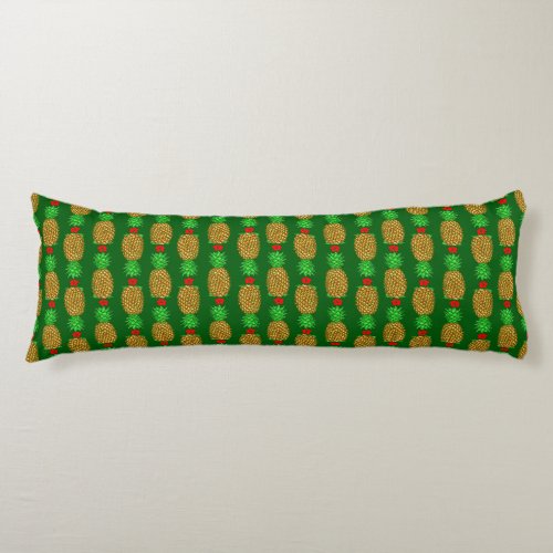 Tropical Christmas Pineapple Warm Xmas Holiday Gre Body Pillow