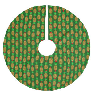 Tropical Christmas Pineapple Warm Xmas Holiday Gre Brushed Polyester Tree Skirt