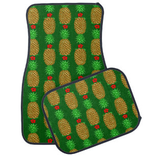 Tropical Christmas Pineapple Warm Xmas Holiday Gre Car Floor Mat