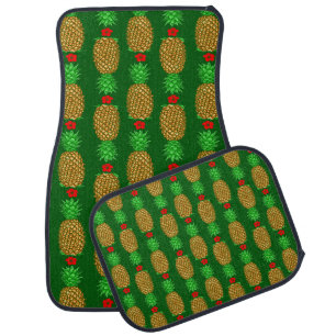 Tropical Christmas Pineapple Warm Xmas Holiday Gre Car Floor Mat