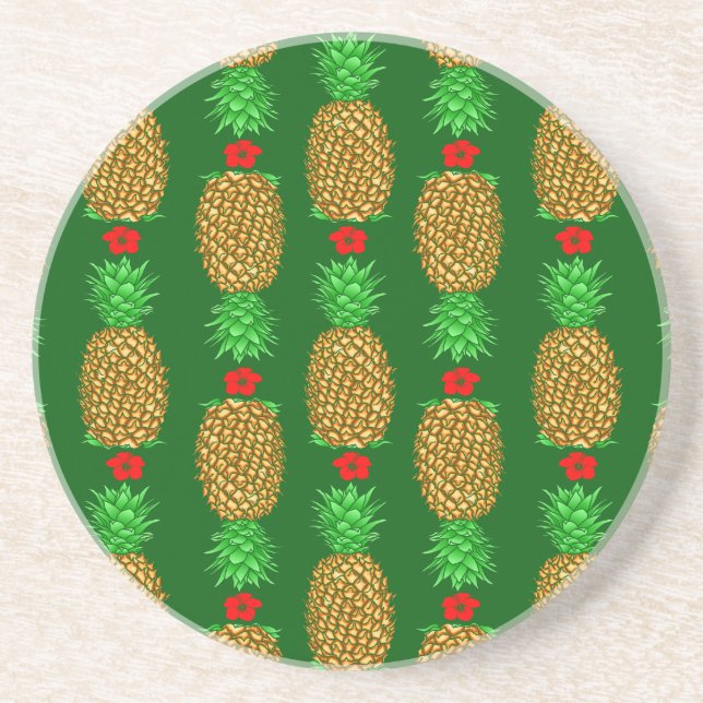 Tropical Christmas Pineapple Warm Xmas Holiday Gre Coaster (Front)