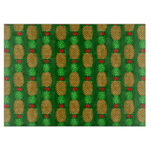 Tropical Christmas Pineapple Warm Xmas Holiday Gre Cutting Board