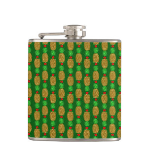 Tropical Christmas Pineapple Warm Xmas Holiday Gre Flask