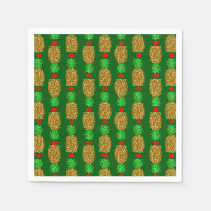 Tropical Christmas Pineapple Warm Xmas Holiday Gre Napkins