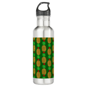 Tropical Christmas Pineapple Warm Xmas Holiday Gre Stainless Steel Water Bottle