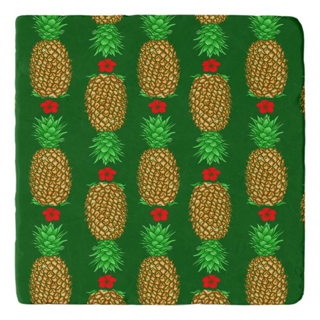 Tropical Christmas Pineapple Warm Xmas Holiday Gre Trivet (Front)