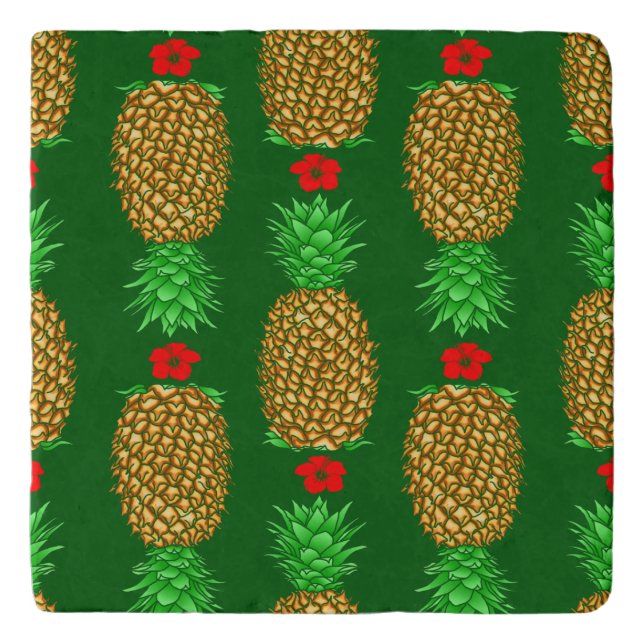 Tropical Christmas Pineapple Warm Xmas Holiday Gre Trivet (Front)